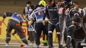 Grosjean après le terrible crash