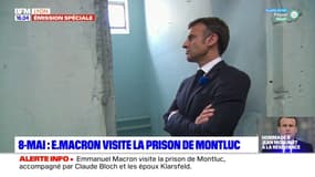 Lyon: Emmanuel Macron visite les cellules de Marc Bloch et de Jean Moulin, à la prison de Montluc