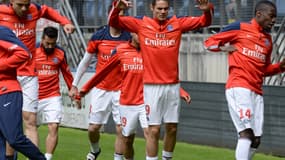 Les Parisiens à l'échauffement à Sochaux