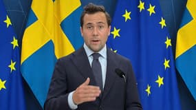 Benjamin Dousa, ministre suédois de la Coopération internationale au développement et du Commerce extérieur, le 31 juillet 2025 à Stockholm, en Suède.