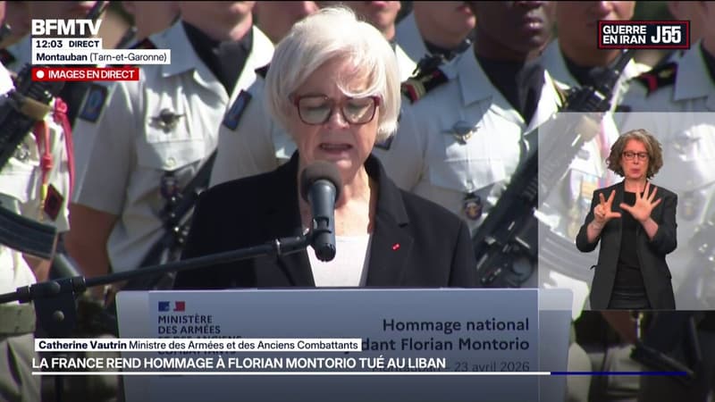 Hommage à l'adjudant Florian Montorio: "La nation s'incline devant la mémoire d'un de ses fils qui a donné sa vie pour elle", déclare Catherine Vautrin