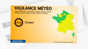 Météo-France a maintenu la vigilance orange sur l'Eure, le 23 juin 2021.