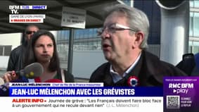 Jean-Luc Mélenchon à la Gare de Lyon : "C'est une marque de soutien, de fraternité, c'est dur de faire la grève" 