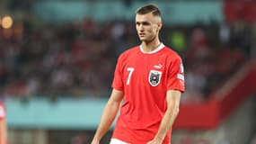 L'attaquant de l'Autriche, Sasa Kalajdzic face à Belgique le 13 octobre 2023