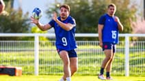 Antoine Dupont à l'entraînement des Bleus, le 10 octobre 2023