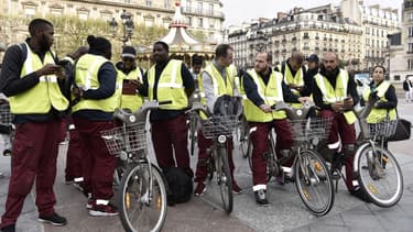 Les employés de Cyclocity lors d'une manifestation à Paris en avril dernier.