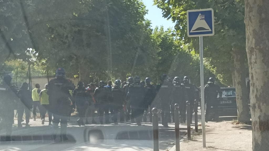 Les forces de l'ordre à Auxerre avant le match contre l'OM, le 3 septembre 2022