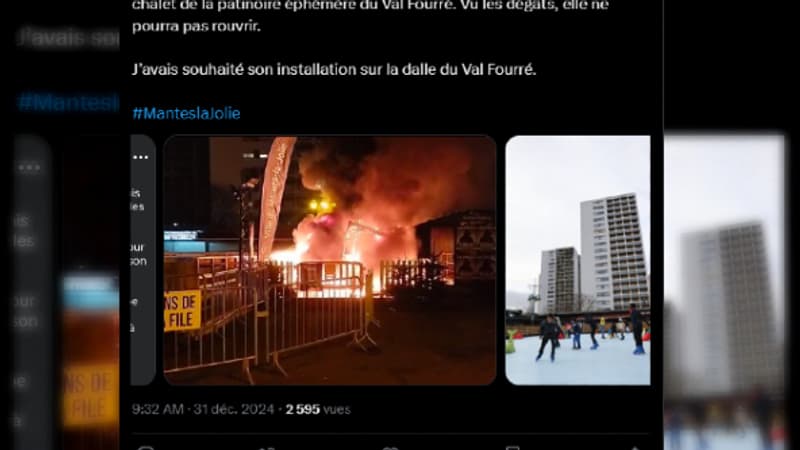 Mantes-la-Jolie: la patinoire incendiée, le maire se dit triste et en colère