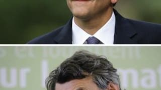 Hervé Morin (en haut), président du Nouveau Centre et Jean-Louis Borloo son homologue du Parti radical. Les futurs partenaires de la Confédération des centres ont affirmé samedi leur volonté d'être présents aux échéances électorales de 2012 avec un projet