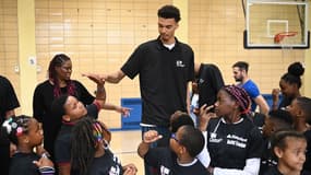 Victor Wembanyama à New York à la veille de la draft NBA, le 21 juin 2023