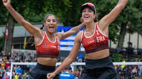 Clémence Vieira et Aline Chamereau à l'Euro de beach-volley, le 2 août 2025
