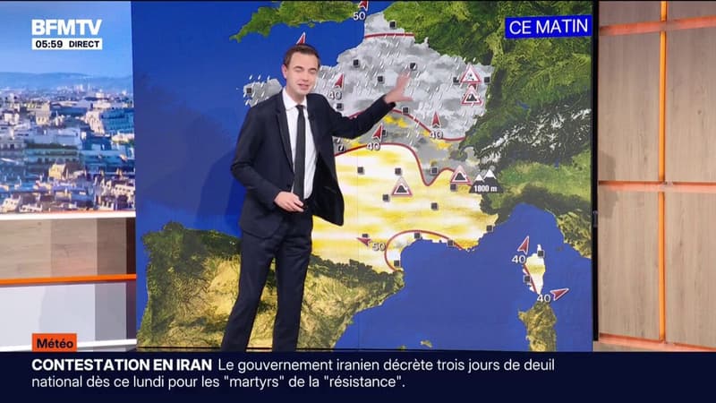 Une France coupée en deux ce lundi avec de la pluie sur la moitié nord de l'Hexagone et un redoux dans le sud du pays