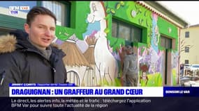 Var: le graffeur Harold Maka peint une fresque pour des enfants malades