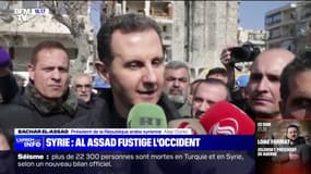 Bachar El-Assad, président syrien, sur l'arrivée tardive de l'aide internationale: "Ici, l'aspect politique existe mais l'aspect humanitaire est inexistant pour l'Occident" 