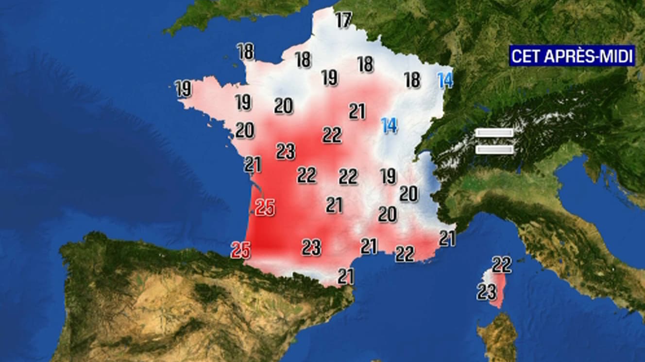 Les températures attendues ce lundi.