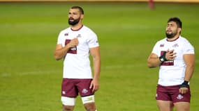 Les joueurs de la Géorgie avant le match face à l'Afrique du Sud en juillet 2021