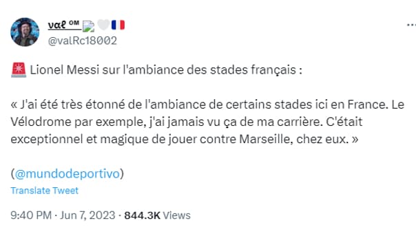Le fausse déclaration de Lionel Messi sur le Vélodrome