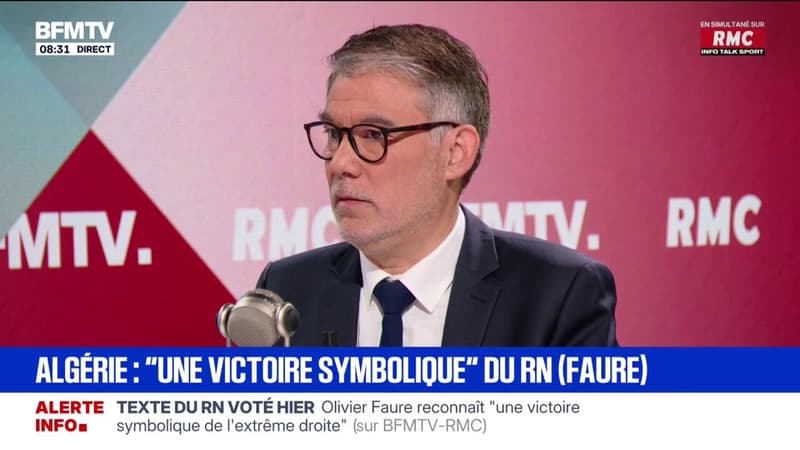 Accords franco-algériens: le RN cherche "à revenir aux questions qui l'obsèdent" pour Olivier Faure (PS)
