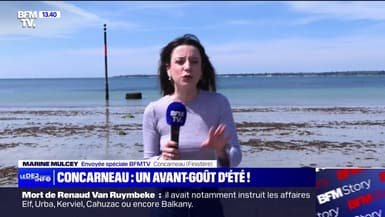 "On profite de la mer": À Concarneau, les touristes profitent du week-end prolongé pour se balader sur la plage 