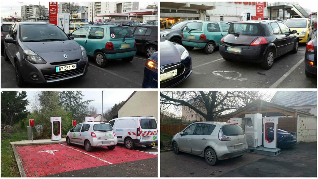 Des exemples de véhicules thermiques garés sur des emplacements réservés aux véhicules électriques en charge. Des exemples de véhicules thermiques garés sur des emplacements réservés aux véhicules électriques en charge.