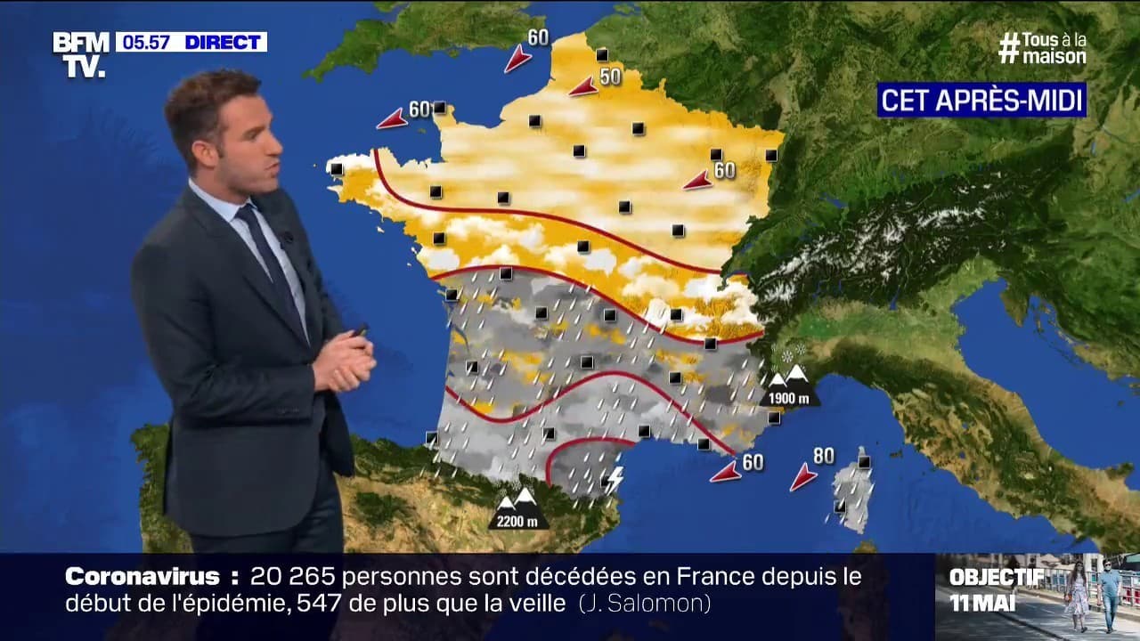 La France sera à nouveau divisée en deux avec du soleil au nord et de ...