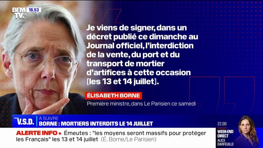 14-Juillet : Moyens massifs, interdiction des mortiers d'artifice,  Élisabeth Borne veut protéger les Français après les émeutes 