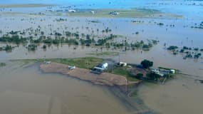 Le village de Burketown, dans le Queensland, est victime d'inondations records, en Australie, le 10 mars 2023
