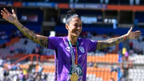 Jenni Hermoso célébrée avec son club de Pachuca, le 10 septembre 2023.