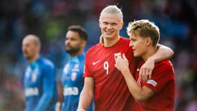 Erling Haaland et Martin Odegaard lors du match contre la Suède, en juin 2022