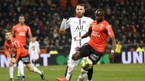 Sergio Ramos lors du match Lorient-PSG, le 22 décembre 2021
