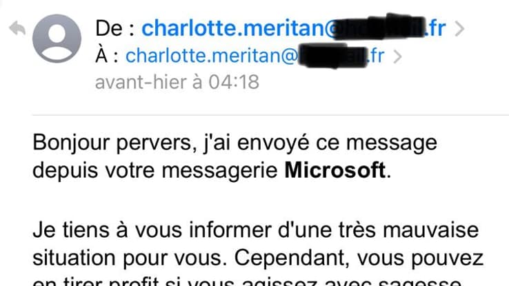 L'e-mail frauduleux reçu