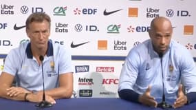 Hervé Renard et Thierry Henry lors d'une conférence de presse, le 24 juin 2024.