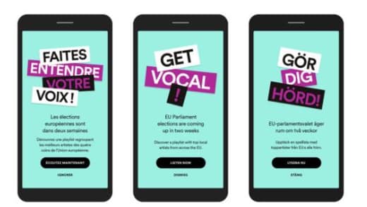 La playlist consacrée aux élections européennes porte le nom de "Get Vocal". La playlist consacrée aux élections européennes porte le nom de "Get Vocal".