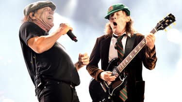 Brian Johnson et Angus Young du groupe AC/DC sur scène en septembre 2015