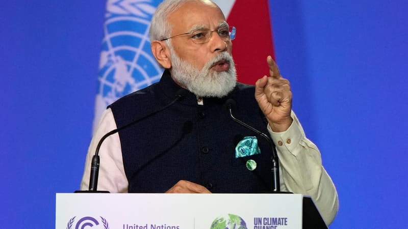 Le Premier ministre Narendra Modi, lors d'un discours prononcé au lendemain de l'ouverture de la conférence mondiale sur le climat COP26 organisée au Royaume-Uni.