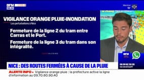 Vigilance orange pluie-inondation: plusieurs routes fermées à Nice