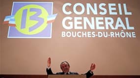 Jean-Noël Guérini, président du conseil général des Bouches-du-Rhône, après sa réélection, fin mars. La police a mené plusieurs perquisitions mardi, dont une à l'hôtel du département, dans le cadre de l'enquête sur des marchés publics présumés frauduleux.