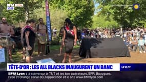 Lyon: les All Blacks inaugurent un banc sculpté à la main au parc de la Tête d'Or