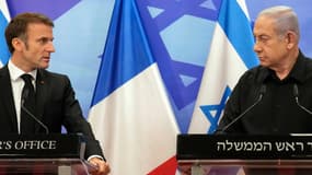 Emmanuel Macron et Benjamin Netanyahu à Jérusalem le 24 octobre 2023. (Photo d'archive)