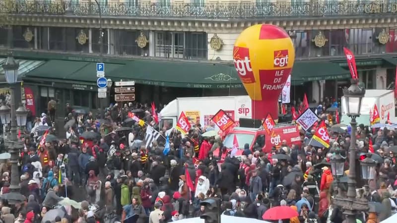 Le cortège parisien contre la réforme des retraites le 13 avril 2023.