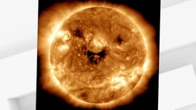 Une image du Soleil "souriant" publiée par la Nasa, le 27 octobre 2022.