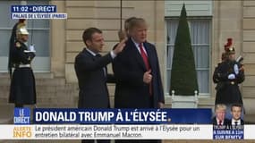 Pouces levés et sourires affichés, l'arrivée de Donald Trump à l'Elysée