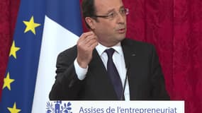 François Hollande, ce lundi, à l’Elysée, pendant son discours de clôture des Assises de l'entrepreneuriat.