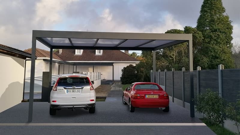 Carport toit plat autoportant