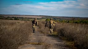 Soldats ukrainiens le 16 octobre 2022 à Shandrigolovo (région de Donetsk)