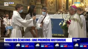 Vœu des Échevins: la présidente de l'ASVEL féminin a remis l'Écu d'or à l'archevêque de Lyon, une première pour une femme