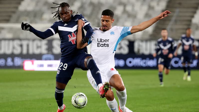 Duel entre Elis et Saliba lors de Bordeaux-OM, le 7 janvier 2021