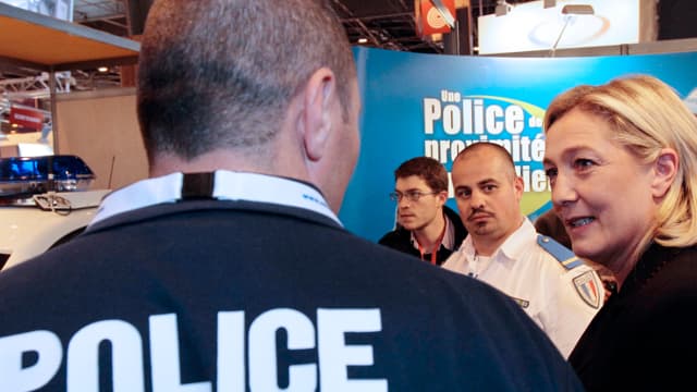 Marine Le Pen en 2011 lors du salon professionnel de la sécurité intérieure (photo d'illustration)