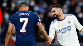Kylian Mbappé et Dani Carvajal, à Madrid le 9 mars 2022