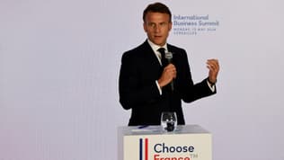 Le président Emmanuel Macron lors du sommet Choose France, le 13 mai 2024 au château de Versailles.